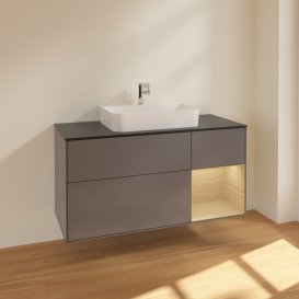 Тумба під раковину Villeroy & Boch Finion 120х50,1 см із підсвічуванням МДФ антрацит матовий лак/скло чорне матове F422PCGK