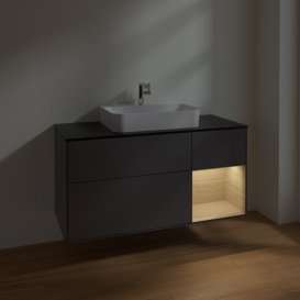 Тумба під раковину Villeroy & Boch Finion 120х50,1 см із підсвічуванням МДФ антрацит матовий лак/скло чорне матове F422PCGK