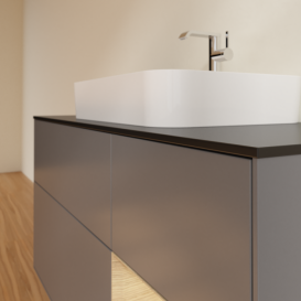 Тумба під раковину Villeroy & Boch Finion 120х50,1 см із підсвічуванням МДФ антрацит матовий лак/скло чорне матове F422PCGK
