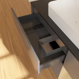 Тумба під раковину Villeroy & Boch Finion 120х50,1 см із підсвічуванням МДФ антрацит матовий лак/скло чорне матове F422PCGK