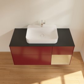 Тумба під раковину Villeroy & Boch Finion 120х50,1 см із підсвічуванням МДФ півонія матовий лак/скло чорне матове F422PCHB