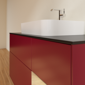 Тумба під раковину Villeroy & Boch Finion 120х50,1 см із підсвічуванням МДФ півонія матовий лак/скло чорне матове F422PCHB