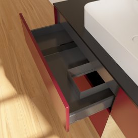 Тумба під раковину Villeroy & Boch Finion 120х50,1 см із підсвічуванням МДФ півонія матовий лак/скло чорне матове F422PCHB