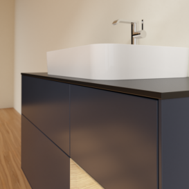 Тумба під раковину Villeroy & Boch Finion 120х50,1 см із підсвічуванням МДФ темно-синій матовий лак/скло чорне матове F422PCHG
