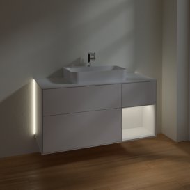 Тумба под раковину Villeroy & Boch Finion 120х50,1 см с подсветкой МДФ глянцевый белый лак/стекло белое матовое G421GFGF