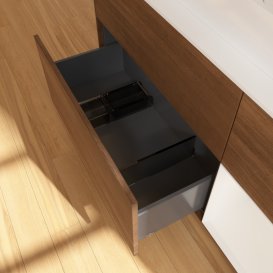 Тумба під раковину Villeroy & Boch Finion 120х50,1 см із підсвічуванням МДФ шпон волоського горіха/скло біле матове G421GFGN