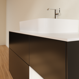 Тумба під раковину Villeroy & Boch Finion 120х50,1 см із підсвічуванням МДФ чорний матовий лак/скло біле матове G421GFPD