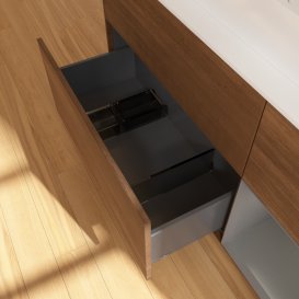 Тумба под раковину Villeroy & Boch Finion 120х50,1 см с подсветкой МДФ шпон грецкого ореха/стекло белое матовое G421GKGN