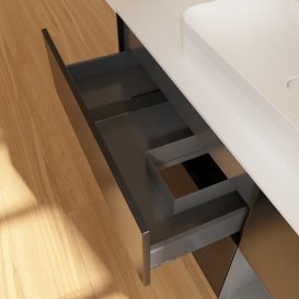 Тумба под раковину Villeroy & Boch Finion 120х50,1 см с подсветкой МДФ черный матовый лак/стекло белое матовое G421GKPD