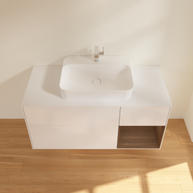 Тумба під раковину Villeroy & Boch Finion 120х50,1 см із підсвічуванням МДФ білий глянцевий лак/скло біле матове G421GNGF