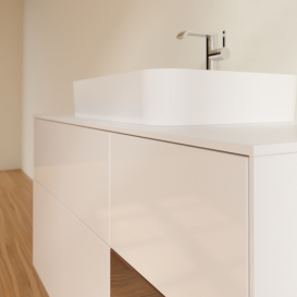 Тумба під раковину Villeroy & Boch Finion 120х50,1 см із підсвічуванням МДФ білий глянцевий лак/скло біле матове G421GNGF