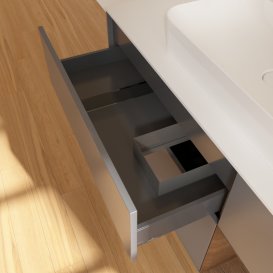 Тумба під раковину Villeroy & Boch Finion 120х50,1 см із підсвічуванням МДФ антрацит матовий лак/скло біле матове G421GNGK