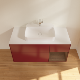 Тумба під раковину Villeroy & Boch Finion 120х50,1 см із підсвічуванням МДФ півонія матовий лак/скло біле матове G421GNHB