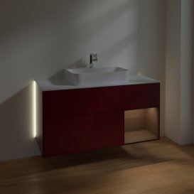 Тумба під раковину Villeroy & Boch Finion 120х50,1 см із підсвічуванням МДФ півонія матовий лак/скло біле матове G421GNHB