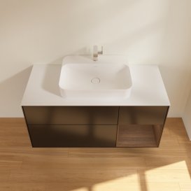 Тумба під раковину Villeroy & Boch Finion 120х50,1 см із підсвічуванням МДФ чорний матовий лак/скло чорне матове G421GNPD