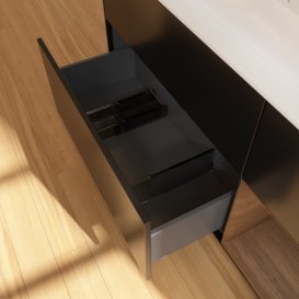 Тумба під раковину Villeroy & Boch Finion 120х50,1 см із підсвічуванням МДФ чорний матовий лак/скло чорне матове G421GNPD