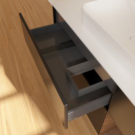 Тумба під раковину Villeroy & Boch Finion 120х50,1 см із підсвічуванням МДФ чорний матовий лак/скло чорне матове G421GNPD