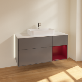 Тумба під раковину Villeroy & Boch Finion 120х50,1 см із підсвічуванням МДФ антрацит матовий лак/скло біле матове G421HBGK