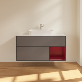 Тумба під раковину Villeroy & Boch Finion 120х50,1 см із підсвічуванням МДФ антрацит матовий лак/скло біле матове G421HBGK