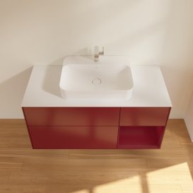 Тумба під раковину Villeroy & Boch Finion 120х50,1 см із підсвічуванням МДФ півонія матовий лак/скло біле матове G421HBHB