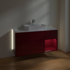 Тумба під раковину Villeroy & Boch Finion 120х50,1 см із підсвічуванням МДФ півонія матовий лак/скло біле матове G421HBHB