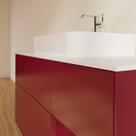 Тумба під раковину Villeroy & Boch Finion 120х50,1 см із підсвічуванням МДФ півонія матовий лак/скло біле матове G421HBHB