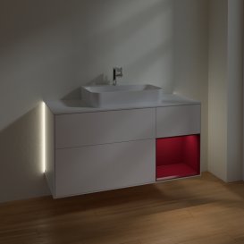 Тумба під раковину Villeroy & Boch Finion 120х50,1 см із підсвічуванням МДФ білий матовий лак/скло біле матове  G421HBMT