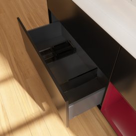 Тумба під раковину Villeroy & Boch Finion 120х50,1 см із підсвічуванням МДФ чорний матовий лак/скло біле матове G421HBPD