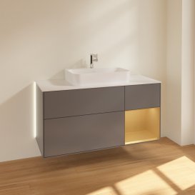 Тумба под раковину Villeroy & Boch Finion 120х50,1 см с подсветкой МДФ антрацит матовый лак/стекло белое матовое G421HFGK