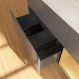 Тумба під раковину Villeroy & Boch Finion 120х50,1 см із підсвічуванням МДФ антрацит матовий лак/скло біле матове G421HFGK