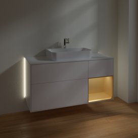 Тумба под раковину Villeroy & Boch Finion 120х50,1 см с подсветкой МДФ белый матовый лак/стекло белое матовое G421HFMT