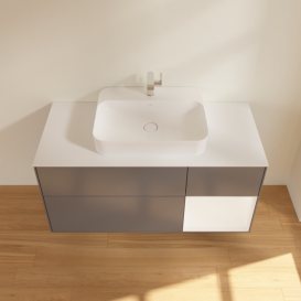 Тумба під раковину Villeroy & Boch Finion 120х50,1 см із підсвічуванням МДФ антрацит матовий лак/скло біле матове G421MTGK