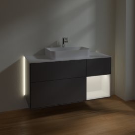 Тумба під раковину Villeroy & Boch Finion 120х50,1 см із підсвічуванням МДФ антрацит матовий лак/скло біле матове G421MTGK