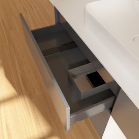 Тумба під раковину Villeroy & Boch Finion 120х50,1 см із підсвічуванням МДФ антрацит матовий лак/скло біле матове G421MTGK