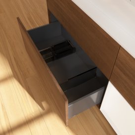 Тумба под раковину Villeroy & Boch Finion 120х50,1 см с подсветкой МДФ шпон грецкого ореха/стекло белое матовое G421MTGN