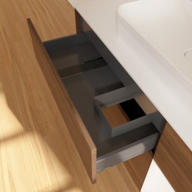 Тумба под раковину Villeroy & Boch Finion 120х50,1 см с подсветкой МДФ шпон грецкого ореха/стекло белое матовое G421MTGN