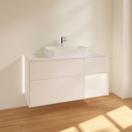 Тумба під раковину Villeroy & Boch Finion 120х50,1 см із підсвічуванням МДФ білий матовий лак/скло біле матове G421MTMT