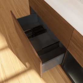 Тумба під раковину Villeroy & Boch Finion 120х50,1 см із підсвічуванням МДФ шпон волоського горіха/скло біле матове G421PDGN