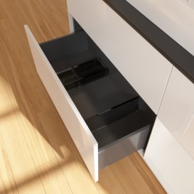 Тумба под раковину Villeroy & Boch Finion 120х50,1 см с подсветкой МДФ глянцевый белый лак/стекло черное матовое G422GFGF