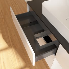 Тумба под раковину Villeroy & Boch Finion 120х50,1 см с подсветкой МДФ глянцевый белый лак/стекло черное матовое G422GFGF