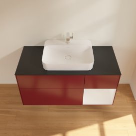 Тумба під раковину Villeroy & Boch Finion 120х50,1 см із підсвічуванням МДФ півонія матовий лак/скло чорне матове G422GFHB