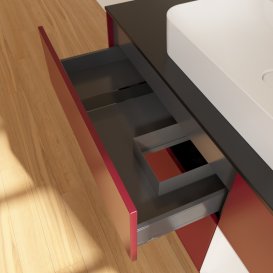 Тумба під раковину Villeroy & Boch Finion 120х50,1 см із підсвічуванням МДФ півонія матовий лак/скло чорне матове G422GFHB