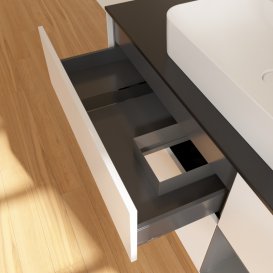 Тумба под раковину Villeroy & Boch Finion 120х50,1 см с подсветкой МДФ белый матовый лак/стекло черное матовое G422GKMT