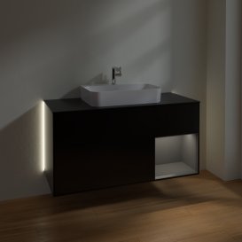 Тумба под раковину Villeroy & Boch Finion 120х50,1 см с подсветкой МДФ черный матовый лак/стекло черное матовое G422GKPD
