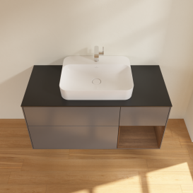 Тумба під раковину Villeroy & Boch Finion 120х50,1 см із підсвічуванням МДФ антрацит матовий лак/скло чорне матове G422GNGK