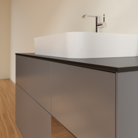 Тумба під раковину Villeroy & Boch Finion 120х50,1 см із підсвічуванням МДФ антрацит матовий лак/скло чорне матове G422GNGK