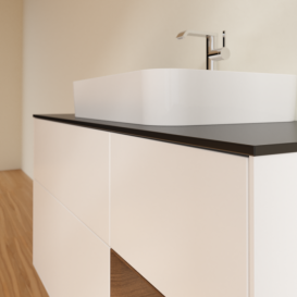 Тумба под раковину Villeroy & Boch Finion 120х50,1 см с подсветкой МДФ белый матовый лак/стекло черное матовое G422GNMT