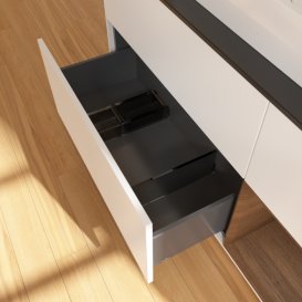 Тумба под раковину Villeroy & Boch Finion 120х50,1 см с подсветкой МДФ белый матовый лак/стекло черное матовое G422GNMT