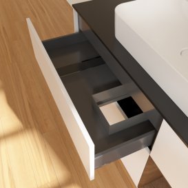 Тумба под раковину Villeroy & Boch Finion 120х50,1 см с подсветкой МДФ белый матовый лак/стекло черное матовое G422GNMT