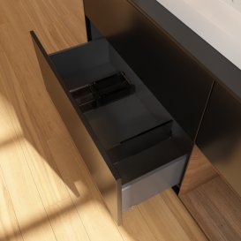 Тумба під раковину Villeroy & Boch Finion 120х50,1 см із підсвічуванням МДФ чорний матовий лак/скло чорне матове G422GNPD